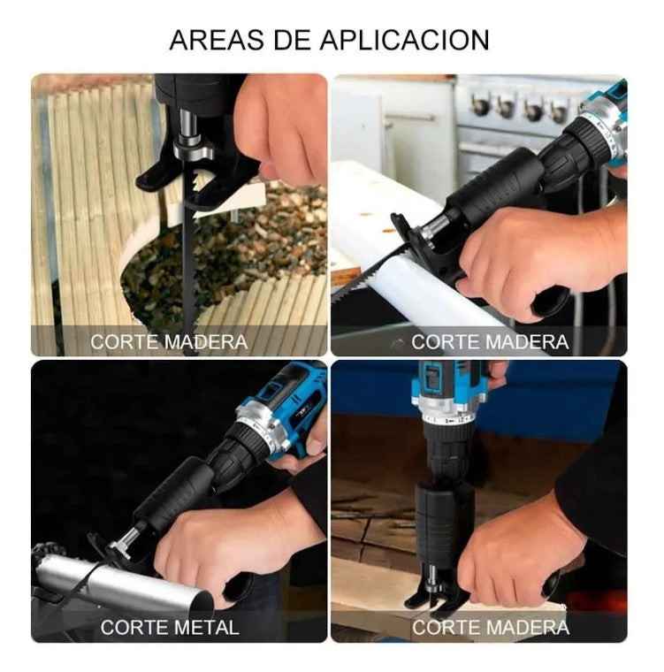 Convertidor De Taladro A Sierra Caladora + 3 Hojas corte