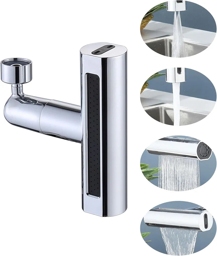 Grifo de cocina en cascada 4 en 1, grifo de cocina en cascada de 360°, boquilla rociadora de alta presión para fregadero de cocina con botón ajustable