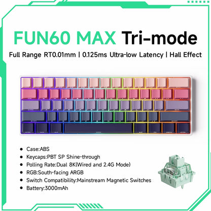 Akko MonsGeek FUN60 Ultra Mechanical Gaming Keyboard Magnetic Switch 60% Rapid Trigger 8K HE/TMR Custom Aluminum Keyboard Gamer