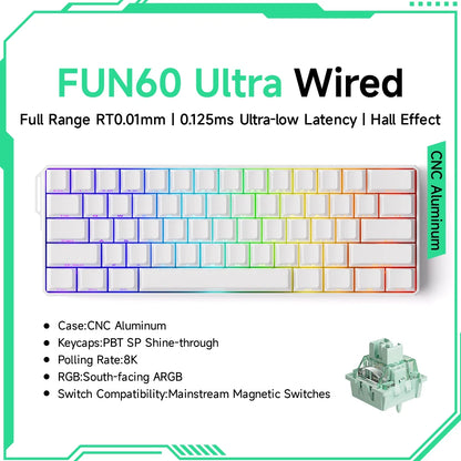 Akko MonsGeek FUN60 Ultra Mechanical Gaming Keyboard Magnetic Switch 60% Rapid Trigger 8K HE/TMR Custom Aluminum Keyboard Gamer