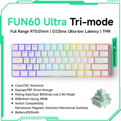 Akko MonsGeek FUN60 Ultra Mechanical Gaming Keyboard Magnetic Switch 60% Rapid Trigger 8K HE/TMR Custom Aluminum Keyboard Gamer