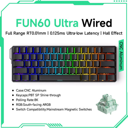 Akko MonsGeek FUN60 Ultra Mechanical Gaming Keyboard Magnetic Switch 60% Rapid Trigger 8K HE/TMR Custom Aluminum Keyboard Gamer