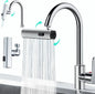 Grifo de cocina en cascada 4 en 1, grifo de cocina en cascada de 360°, boquilla rociadora de alta presión para fregadero de cocina con botón ajustable